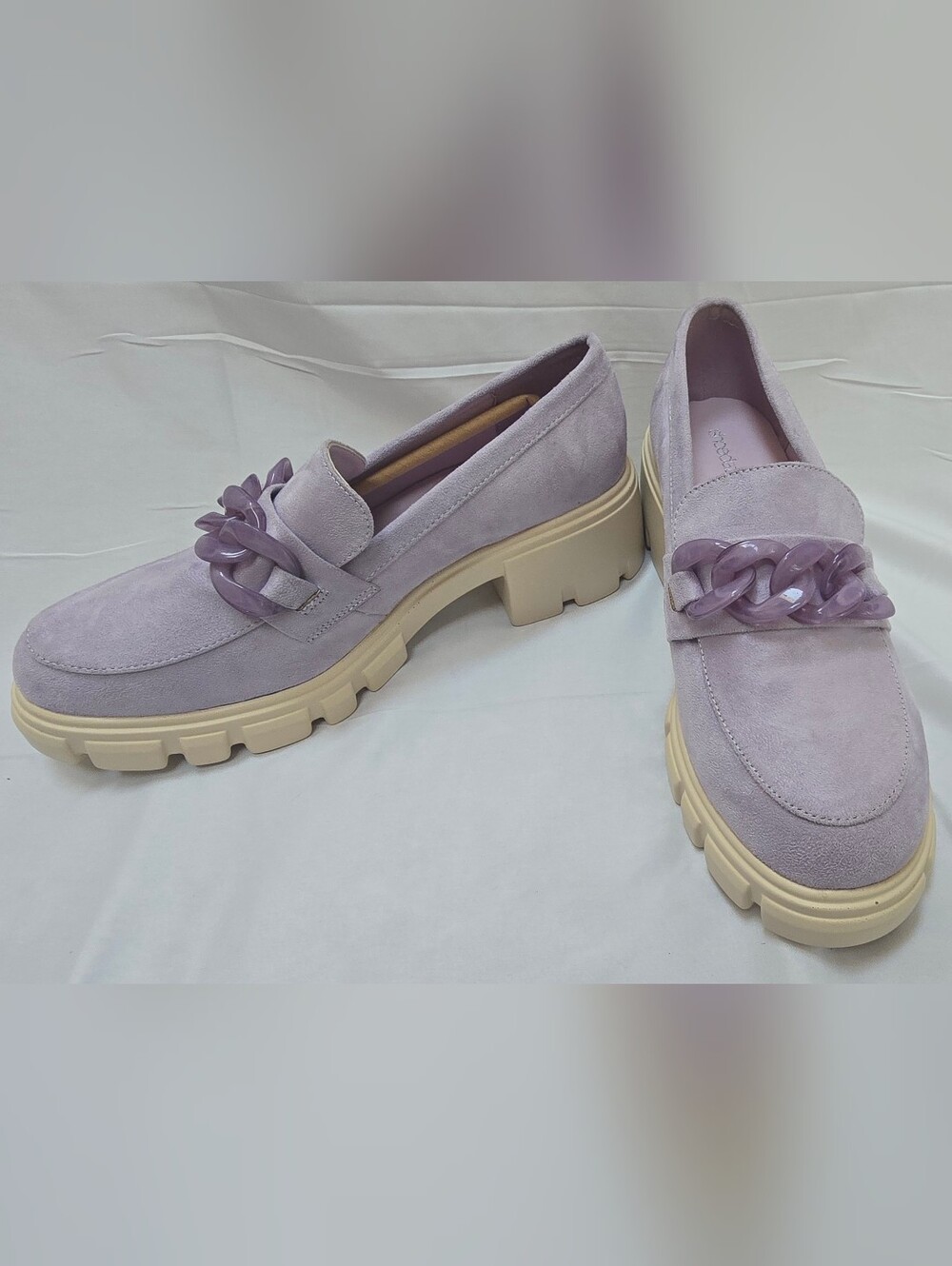 ShoeDazzle Elia Lavender Chunky Chain Loafers Size 11 - Picture 2 of 6